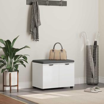 ARDEBO.de - Flurbank mit Kissen mit Speicher mit Tür Weiß 60 x 38 x 46 cm