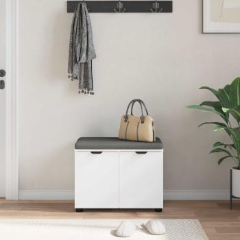 Flurbank mit Kissen mit Speicher mit Tür Weiß 60 x 38 x 46 cm