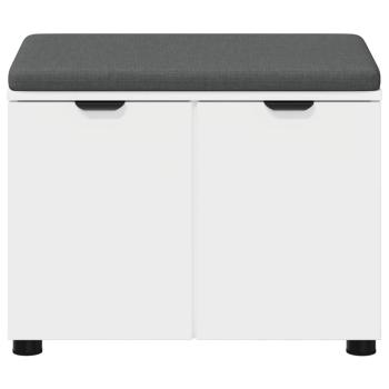 Flurbank mit Kissen mit Speicher mit Tür Weiß 60 x 38 x 46 cm