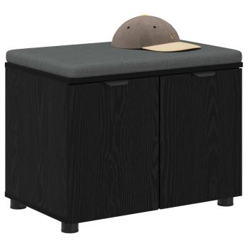 Flurbank mit Kissen Schwarz Eichen-Optik 60 x 38 x 46 cm