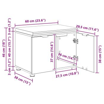 Flurbank mit Kissen mit Speicher Sonoma-Eiche 60 x 38 x 46 cm
