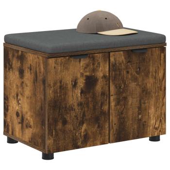 Flurbank mit Kissen mit Tür Geräucherte Eiche 60 x 38 x 46 cm