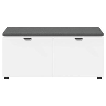 ARDEBO.de - Flurbank mit Kissen mit Speicher mit Tür Weiß 100 x 38 x 46 cm