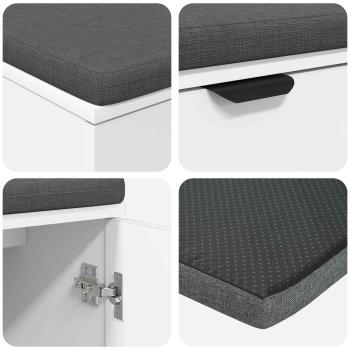Flurbank mit Kissen mit Speicher mit Tür Weiß 100 x 38 x 46 cm