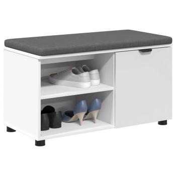 Flurbank mit Kissen Uni Weiß 80 x 38 x 46 cm