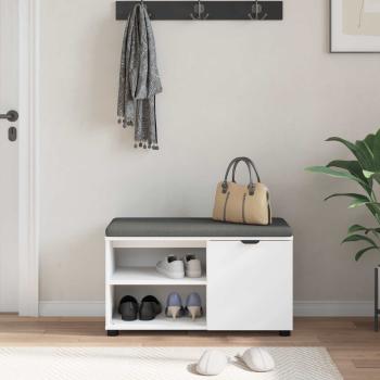 Flurbank mit Kissen Uni Weiß 80 x 38 x 46 cm