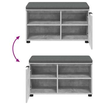 Flurbank mit Kissen Uni Beton Grau 80 x 38 x 46 cm