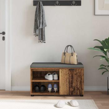 Flurbank mit Kissen Uni Altholz 80 x 38 x 46 cm