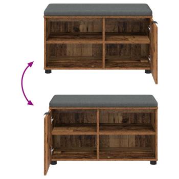 Flurbank mit Kissen Uni Altholz 80 x 38 x 46 cm