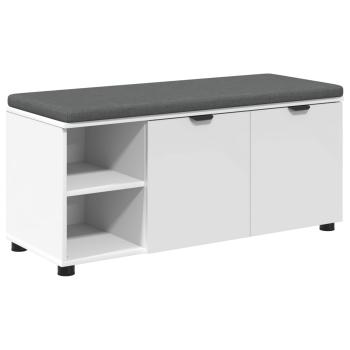 Flurbank mit Kissen Uni Weiß 100 x 38 x 46 cm