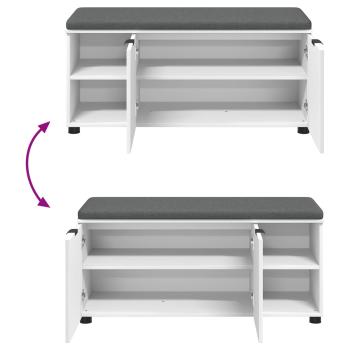 Flurbank mit Kissen Uni Weiß 100 x 38 x 46 cm