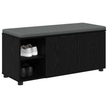 Flurbank mit Kissen Uni Schwarz Eichen-Optik 100 x 38 x 46 cm