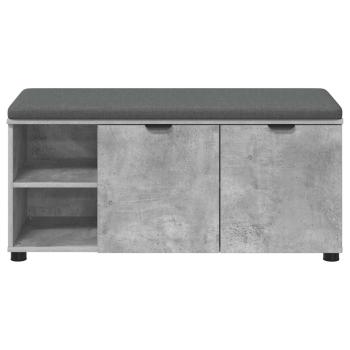 ARDEBO.de - Flurbank mit Kissen Uni Beton Grau 100 x 38 x 46 cm