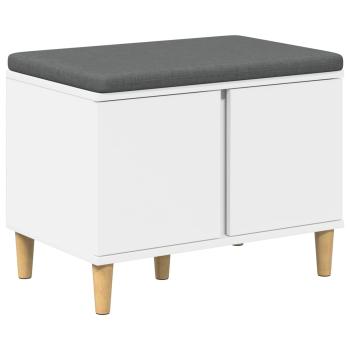 Flurbank mit Kissen mit Speicher mit Tür Weiß 60 x 38 x 46 cm