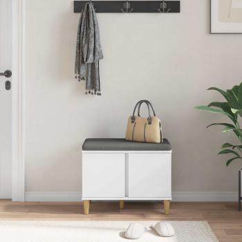 Flurbank mit Kissen mit Speicher mit Tür Weiß 60 x 38 x 46 cm