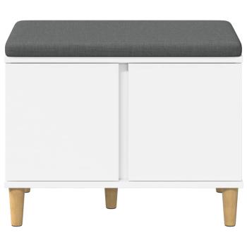 Flurbank mit Kissen mit Speicher mit Tür Weiß 60 x 38 x 46 cm