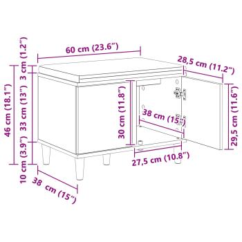 Flurbank mit Kissen mit Speicher Artisan-Eiche 60 x 38 x 46 cm
