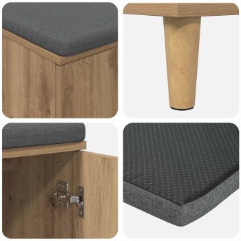 Flurbank mit Kissen mit Speicher Artisan-Eiche 60 x 38 x 46 cm