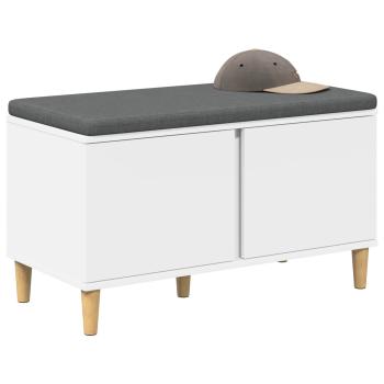 Flurbank mit Kissen mit Speicher mit Tür Weiß 60 x 38 x 46 cm