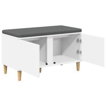 Flurbank mit Kissen mit Speicher mit Tür Weiß 60 x 38 x 46 cm