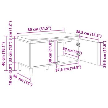 Flurbank mit Kissen mit Speicher Graues Sonoma 60 x 38 x 46 cm