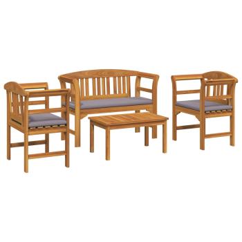 Möbelset mit Kissen 3 pcs Natur Massivholz Akazie