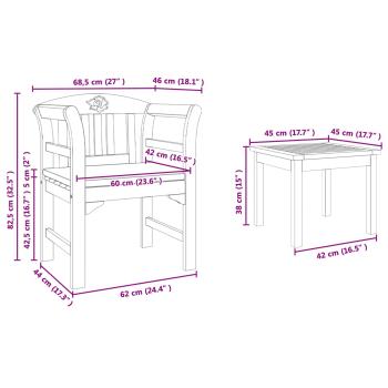 Möbelset mit Kissen 2 pcs Natur Massivholz Akazie
