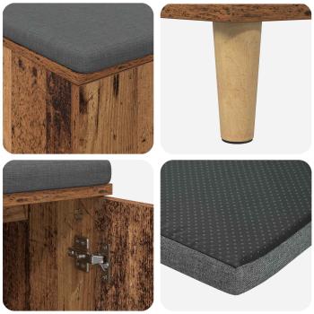 Flurbank mit Kissen mit Speicher Altholz 60 x 38 x 46 cm