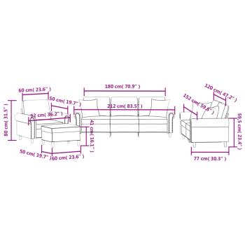 ARDEBO.de - 4-tlg. Sofagarnitur mit Kissen Creme Samt