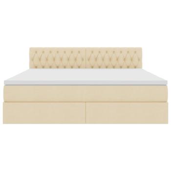 Bett mit Stauraum und LED Creme 160 x 200 cm Polyester