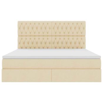 Bett mit Stauraum und LED Creme 160 x 200 cm Polyester