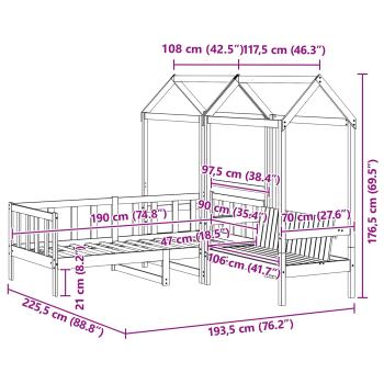 Tagesbett Set Wachsbraun Massives Kiefernholz