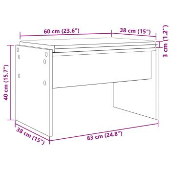Flurbank mit Kissen Schwarz Eichen-Optik 60 x 38 x 46 cm