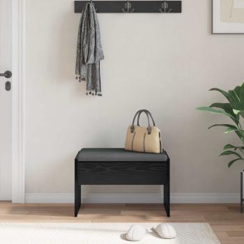 Flurbank mit Kissen Schwarz Eichen-Optik 60 x 38 x 46 cm