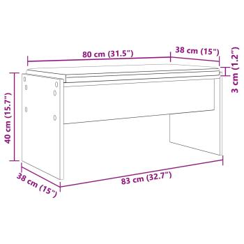 ARDEBO.de - Flurbank mit Kissen Graues Sonoma 80 x 38 x 46 cm