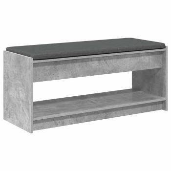 ARDEBO.de - Flurbank mit Kissen mit Regal Beton Grau 100 x 38 x 46 cm