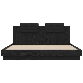 Bettgestell mit Kopfteil Schwarz Eichen-Optik 200 x 200 cm