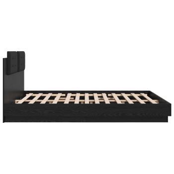 Bettgestell mit Kopfteil Schwarz Eichen-Optik 200 x 200 cm