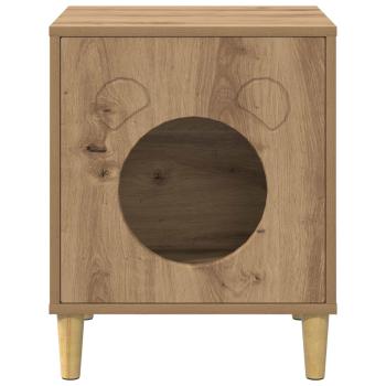 Katzenhaus Kunsthandwerk Eiche 42,5 x 40 x 53 cm Holzwerkstoff