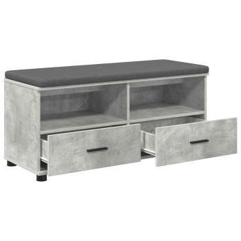 Flurbank mit Kissen mit Schubladen Beton Grau 100 x 38 x 46 cm