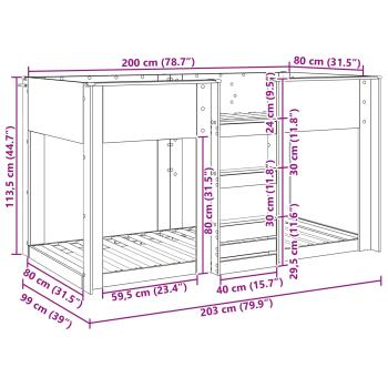 Etagenbett für Kinder Altholz 80 x 200 cm Holzwerkstoff