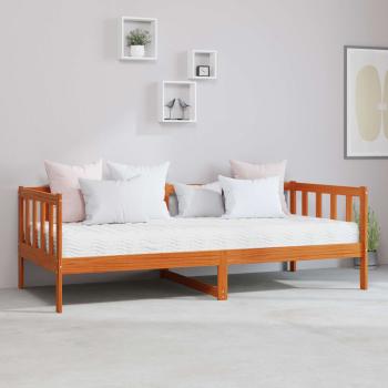 Tag-Bett mit Matratze Wachsbraun und Weiß 90 x 200 cm