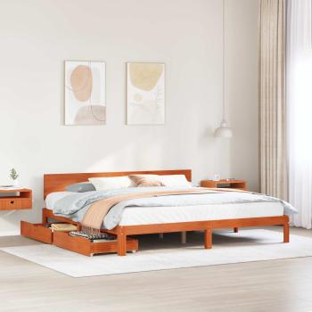 ARDEBO.de - Bettrahmen Wachsbraun 180 x 200 cm Massivholz Kiefer