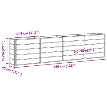 Pflanzkübel Elfenbein 160 x 40 x 75 cm Stahl