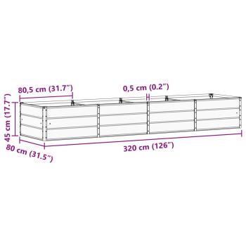 Pflanzkübel Elfenbein 320 x 80 x 45 cm Stahl