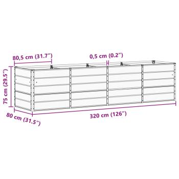 Pflanzkübel Elfenbein 240 x 80 x 75 cm Stahl