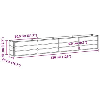 Pflanzkübel Hellgrau 320 x 40 x 45 cm Stahl