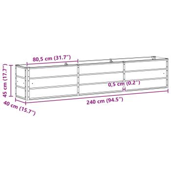 Pflanzkübel Anthrazit 240 x 40 x 45 cm Stahl