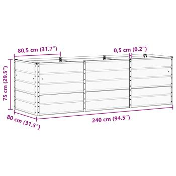 Pflanzkübel Anthrazit 240 x 80 x 75 cm Stahl