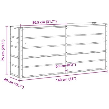 Pflanzkübel Grün 160 x 40 x 75 cm Stahl